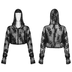 WY-1282XCF Goth lace Sun protection shirt?-??Punk Rave Clothing