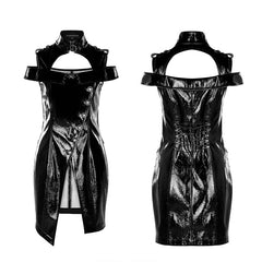 WQ-449LQF Punk flaming patent leather dress?-??Punk Rave Clothing