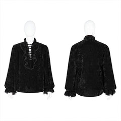 WY-1266CCM Velvet gothic shirt?-??Punk Rave Clothing