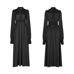 OPQ-638LQF Dark spliced slit dress?-??Punk Rave Clothing