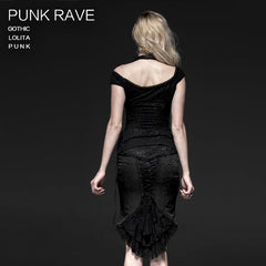 T-332 Sexy Slub Cotton Net Punk Shirts With Printing Pattern Front?-??Punk Rave Clothing