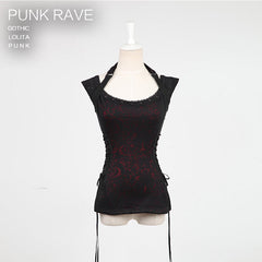 T-332 Sexy Slub Cotton Net Punk Shirts With Printing Pattern Front?-??Punk Rave Clothing