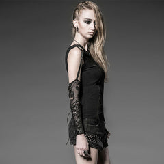 T-339 black Cotton With Separable Sleeve Punk Shirts?-??Punk Rave Clothing