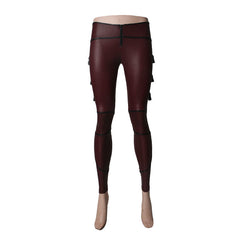 K-149 Wine Red Sexy Motorcycle Studded Belts Leather Punk Pants Leggings?-??Punk Rave Clothing