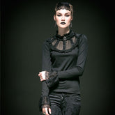 T-361 black Sexy Long Speaker Sleeve With Lace Gothic Shirt?-??Punk Rave Clothing
