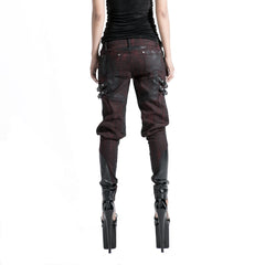 K-150 Latest Red Leather Belts Painted Punk Pants?-??Punk Rave Clothing