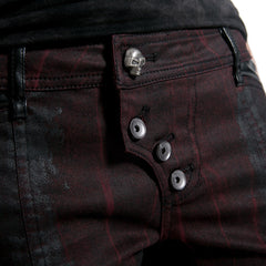 K-150 Latest Red Leather Belts Painted Punk Pants?-??Punk Rave Clothing