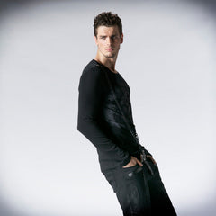 T-365 Rock Fashion Wolf Pattern Front black Long Sleeve Punk Shirts?-??Punk Rave Clothing