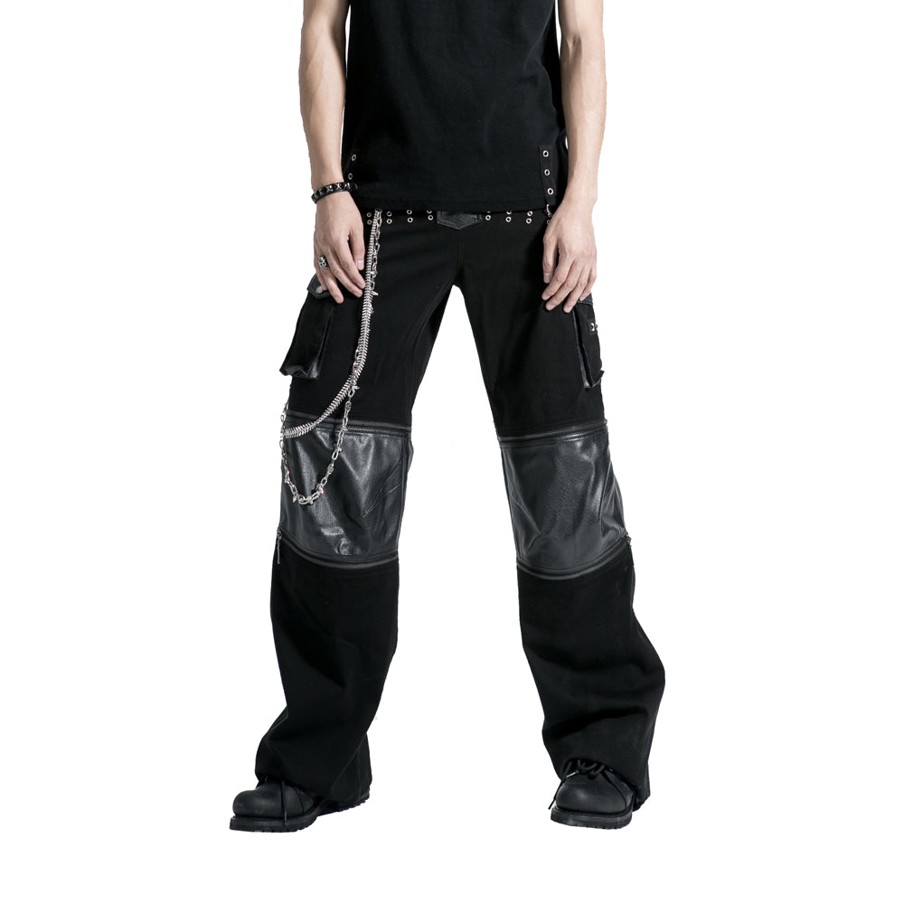 K-151 Gothic Style Loose Short Punk Pants With Leather-strip/detachable For Men?-??Punk Rave Clothing