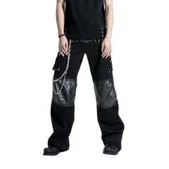 K-151 Gothic Style Loose Short Punk Pants With Leather-strip/detachable For Men?-??Punk Rave Clothing