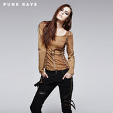 T-378 Coffee Bulk Blank Vintage Long Sleeve Punk Shirts?-??Punk Rave Clothing