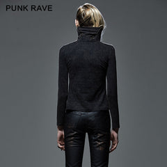 T-404 Drawstring Hollow-out Club Elastic Punk Shirts With Standing Collar?-??Punk Rave Clothing
