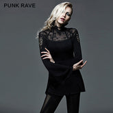 T-405 Hollow-out Long Sleeve Turtleneck Gothic T-shirts?-??Punk Rave Clothing