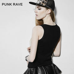 T-409 Sleeveless Scoop Neck Punk Vest For Women?-??Punk Rave Clothing