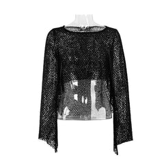 T-411 Woolen Syles Long Sleeve Hot Basic Mesh Punk Shirts?-??Punk Rave Clothing