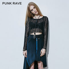 T-411 Woolen Syles Long Sleeve Hot Basic Mesh Punk Shirts?-??Punk Rave Clothing