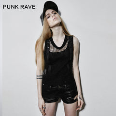 T-414 Hollow Front Translucent Back Sexy Punk Vest For Women?-??Punk Rave Clothing
