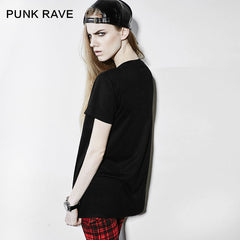 T-416 Red And black Short Sleeve Punk T-shirts For Women?-??Punk Rave Clothing