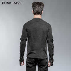 T-427 Steampunk Metal Eyelets Long Sleeve Cotton Punk Shirts For Men?-??Punk Rave Clothing