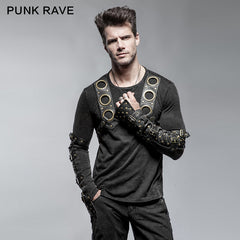 T-427 Steampunk Metal Eyelets Long Sleeve Cotton Punk Shirts For Men?-??Punk Rave Clothing