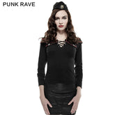 T-431 Military Long Sleeve Textured Knit Fabric Punk Shirts With V-neck Collar?-??Punk Rave Clothing