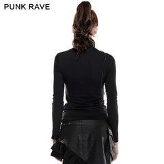 T-432 Coffe Steampunk Tight Mesh Punk Shirts With High Collar?-??Punk Rave Clothing