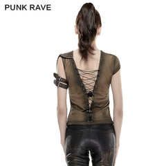 T-433 Steampunk Top Crocheted Strape Backless Punk Shirts For Women?-??Punk Rave Clothing