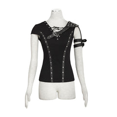 T-433 Steampunk Top Crocheted Strape Backless Punk Shirts For Women?-??Punk Rave Clothing