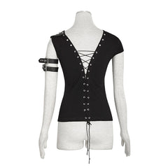 T-433 Steampunk Top Crocheted Strape Backless Punk Shirts For Women?-??Punk Rave Clothing