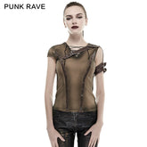 T-433 Steampunk Top Crocheted Strape Backless Punk Shirts For Women?-??Punk Rave Clothing