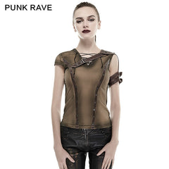 T-433 Steampunk Top Crocheted Strape Backless Punk Shirts For Women?-??Punk Rave Clothing