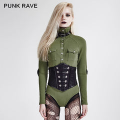 T-434 Military Nylon Retro Buttons Jumpsuits Combat Leather Punk Shirts?-??Punk Rave Clothing