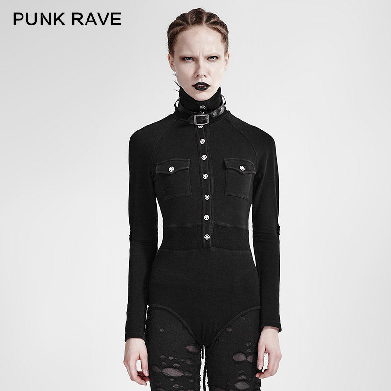 T-434 Military Nylon Retro Buttons Jumpsuits Combat Leather Punk Shirts?-??Punk Rave Clothing