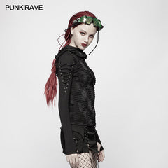 T-438 Womens & mens Double Layers Irregular Dark Gothic Shirt With black Hole Hooded?-??Punk Rave Clothing