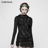 T-438 Womens & mens Double Layers Irregular Dark Gothic Shirt With black Hole Hooded?-??Punk Rave Clothing
