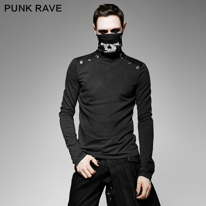 T-439 Casual Style Fancy Cotton High-necked Punk Shirts With Printing Pattern?-??Punk Rave Clothing