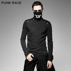 T-439 Casual Style Fancy Cotton High-necked Punk Shirts With Printing Pattern?-??Punk Rave Clothing
