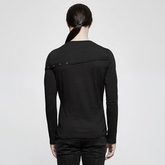 T-441 Simple black Long Sleeve Punk Shirts For Men?-??Punk Rave Clothing