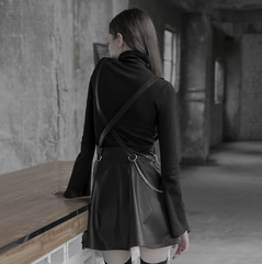 OPT-305TCF PUNK RAVE Heart hollowing out tie-up rope eyelet tight sweater (with rope)?-??Punk Rave Clothing