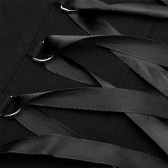 OPQ-633LQF Dark falbala lashing back dress?-??Punk Rave Clothing