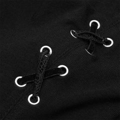 OPT-414TCF Light Gothic laced chest skinny T-shirt?-??Punk Rave Clothing