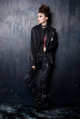 Y-198 Cool Zipper Line Out Leather Short Punk Jacket For Men?-??Punk Rave Clothing