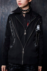 Y-198 Cool Zipper Line Out Leather Short Punk Jacket For Men?-??Punk Rave Clothing