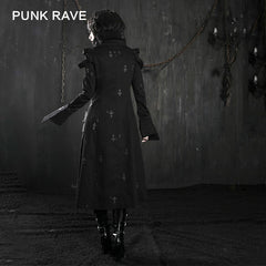Y-209 Winter Ankle Length Long Gothic Trench Coats With High Neck?-??Punk Rave Clothing
