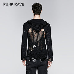 Y-235 Latest Fashion Cobweb Design Skeleton Punk Jacket With Hoody?-??Punk Rave Clothing