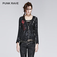 Y-235 Latest Fashion Cobweb Design Skeleton Punk Jacket With Hoody?-??Punk Rave Clothing