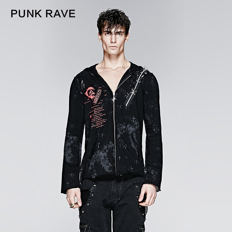 Y-235 Latest Fashion Cobweb Design Skeleton Punk Jacket With Hoody?-??Punk Rave Clothing