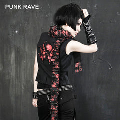 Y-247 Long Sleeveless Punk Jacket With Skeleton Pattern Back For Women?-??Punk Rave Clothing
