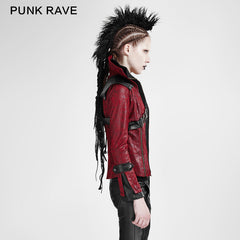 Y-254 Fashion Chinchilla Leather Punk Coat?-??Punk Rave Clothing
