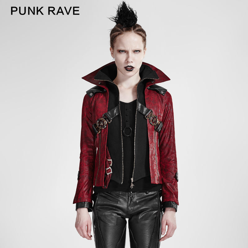Y-254 Fashion Chinchilla Leather Punk Coat?-??Punk Rave Clothing